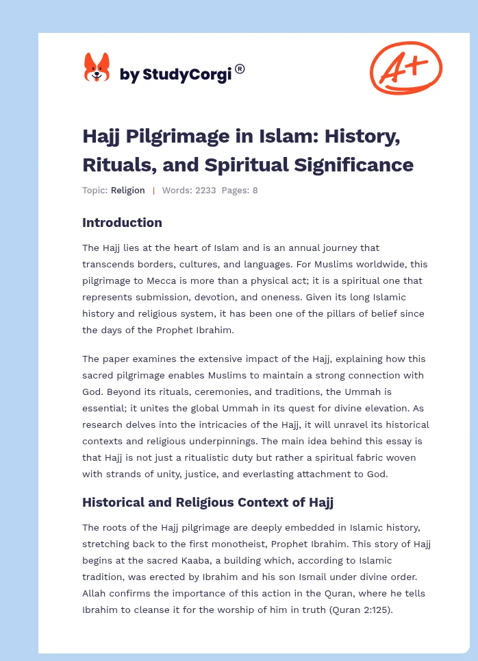 Hajj Pilgrimage in Islam: History, Rituals, and Spiritual Significance. Page 1