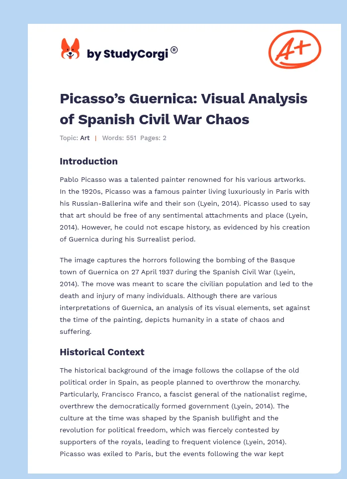 Picasso’s Guernica: Visual Analysis of Spanish Civil War Chaos. Page 1