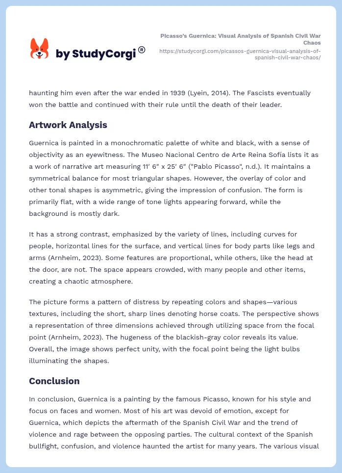 Picasso’s Guernica: Visual Analysis of Spanish Civil War Chaos. Page 2