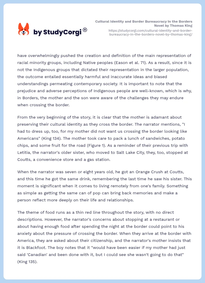Cultural Identity and Border Bureaucracy in the Borders Novel by Thomas King. Page 2