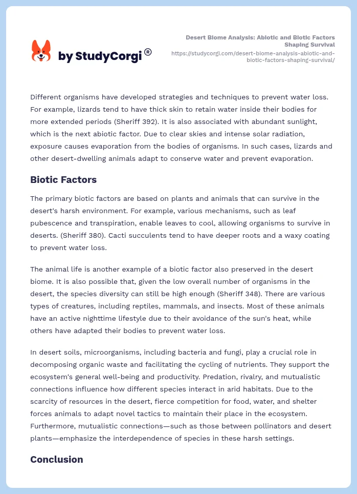 Desert Biome Analysis: Abiotic and Biotic Factors Shaping Survival. Page 2