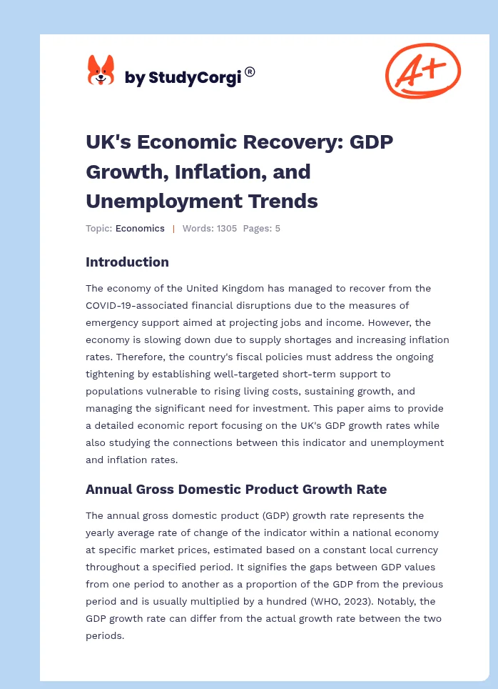 UK's Economic Recovery: GDP Growth, Inflation, and Unemployment Trends. Page 1
