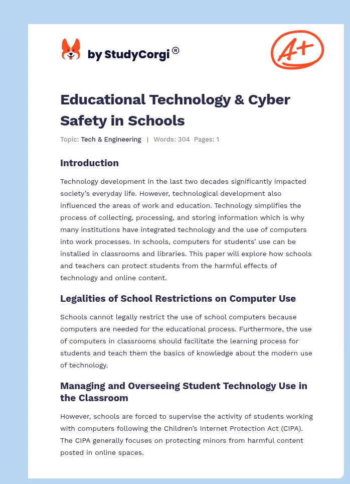 Educational Technology & Cyber Safety in Schools. Page 1