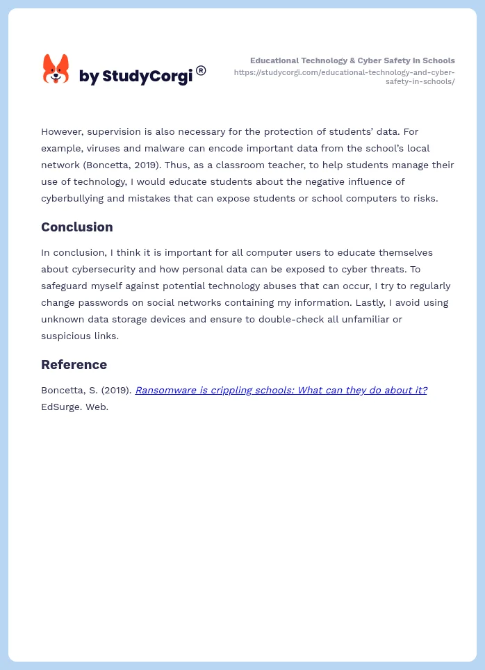 Educational Technology & Cyber Safety in Schools. Page 2