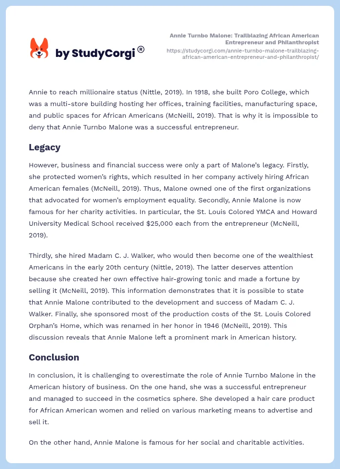 Annie Turnbo Malone: Trailblazing African American Entrepreneur and Philanthropist. Page 2