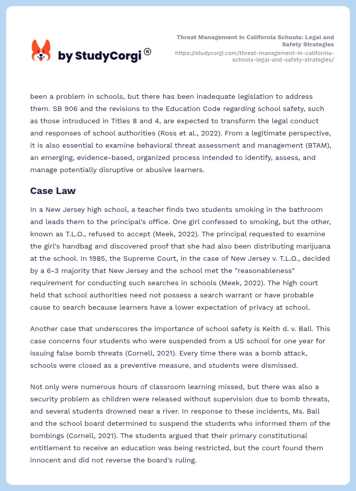Threat Management in California Schools: Legal and Safety Strategies. Page 2