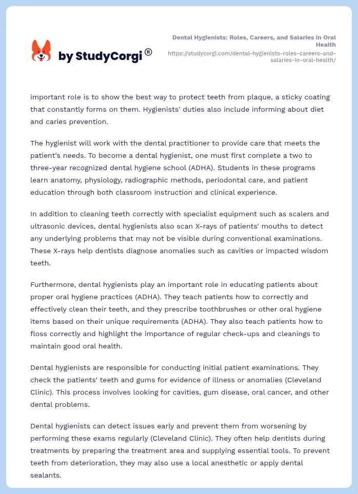 Dental Hygienists: Roles, Careers, and Salaries in Oral Health. Page 2