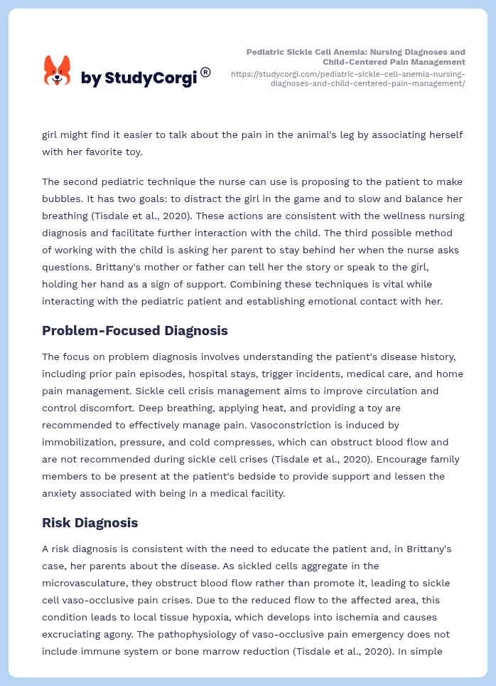 Pediatric Sickle Cell Anemia: Nursing Diagnoses and Child-Centered Pain Management. Page 2