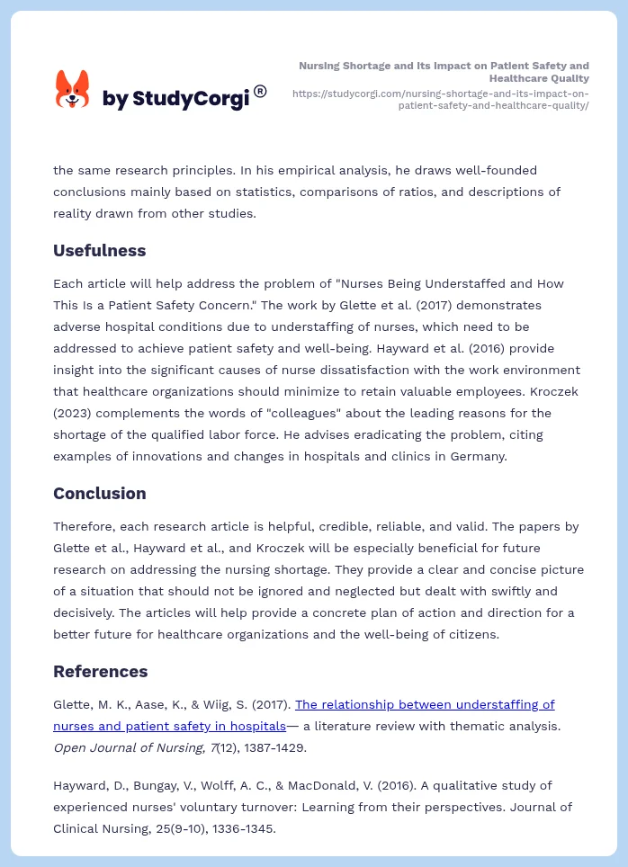 Nursing Shortage and Its Impact on Patient Safety and Healthcare Quality. Page 2