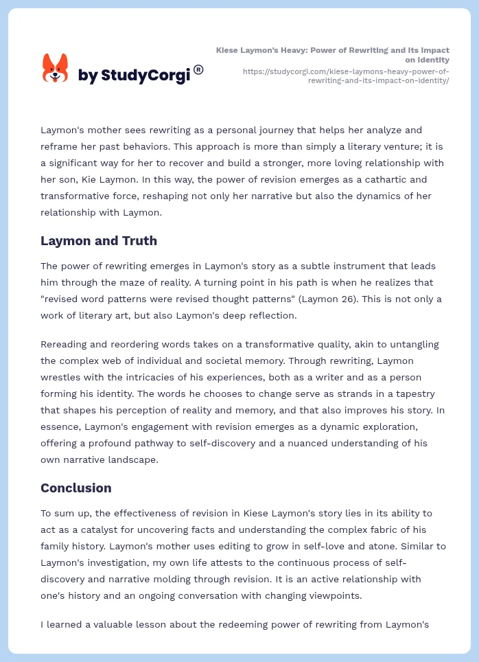 Kiese Laymon’s Heavy: Power of Rewriting and Its Impact on Identity. Page 2