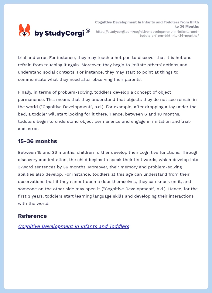 Cognitive Development in Infants and Toddlers from Birth to 36 Months. Page 2