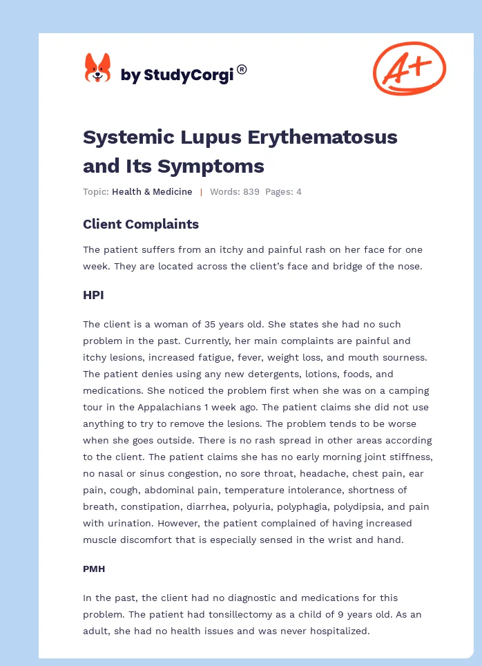 Systemic Lupus Erythematosus and Its Symptoms. Page 1