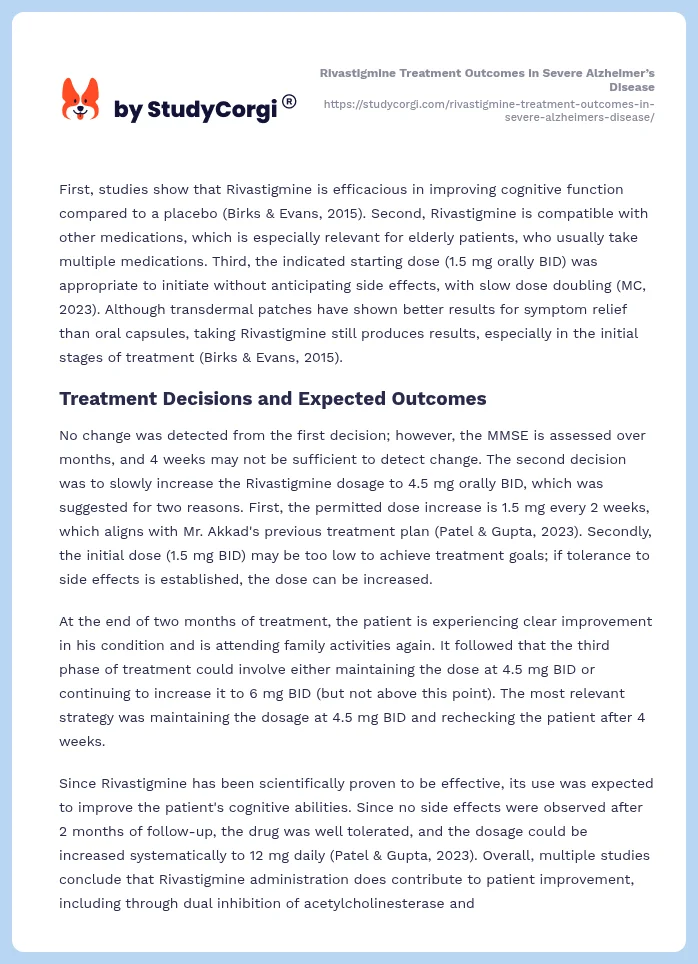 Rivastigmine Treatment Outcomes in Severe Alzheimer’s Disease. Page 2