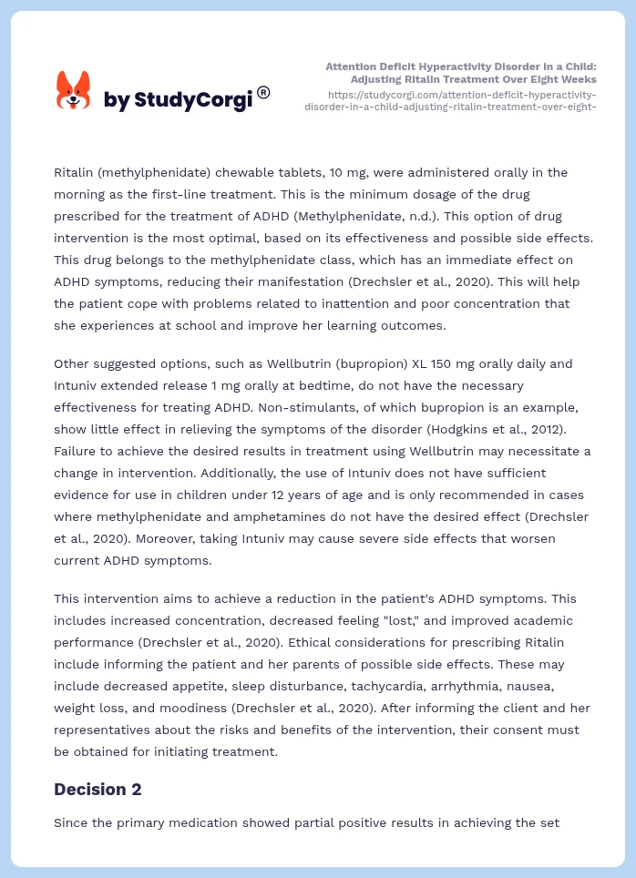 Attention Deficit Hyperactivity Disorder in a Child: Adjusting Ritalin Treatment Over Eight Weeks. Page 2