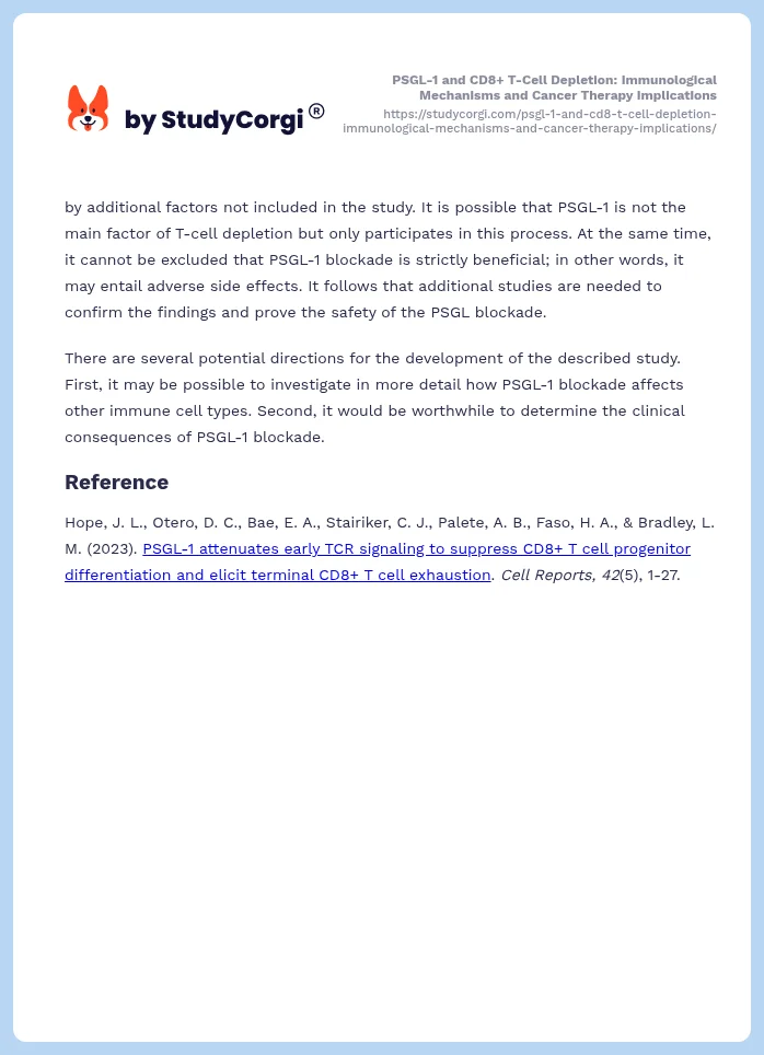 PSGL-1 and CD8+ T-Cell Depletion: Immunological Mechanisms and Cancer Therapy Implications. Page 2