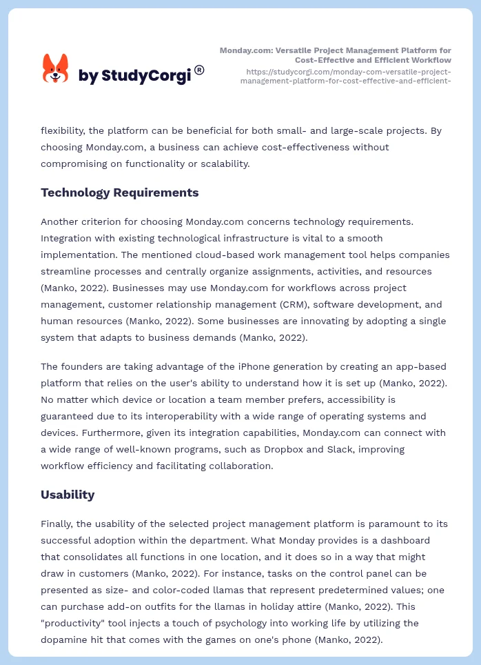 Monday.com: Versatile Project Management Platform for Cost-Effective and Efficient Workflow. Page 2