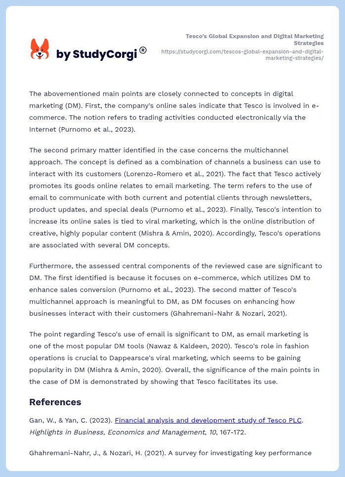 Tesco’s Global Expansion and Digital Marketing Strategies. Page 2