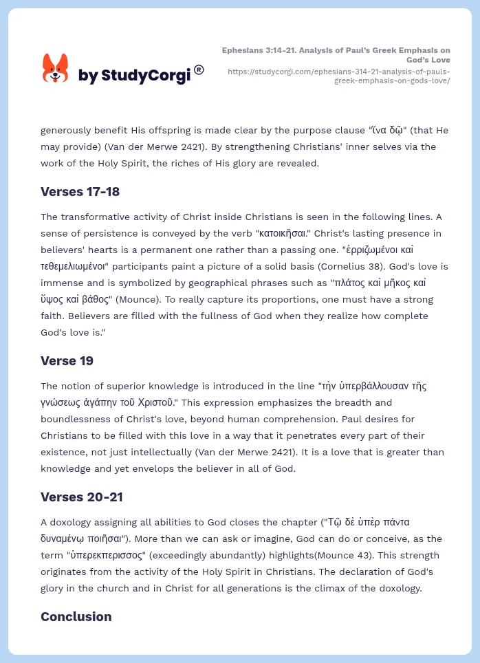 Ephesians 3:14-21. Analysis of Paul’s Greek Emphasis on God’s Love. Page 2