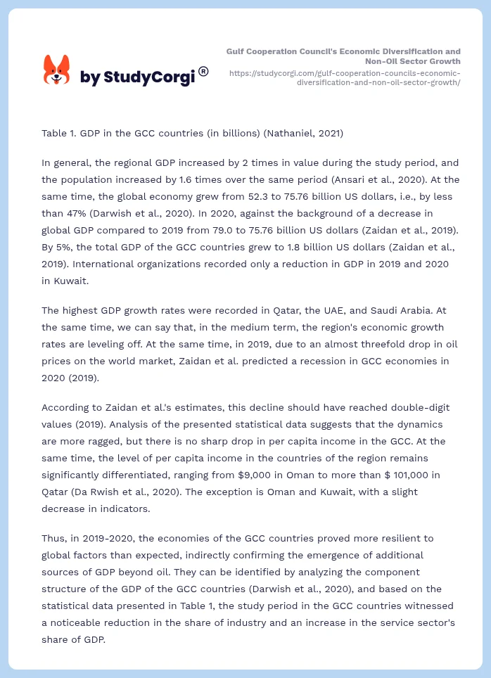 Gulf Cooperation Council's Economic Diversification and Non-Oil Sector Growth. Page 2