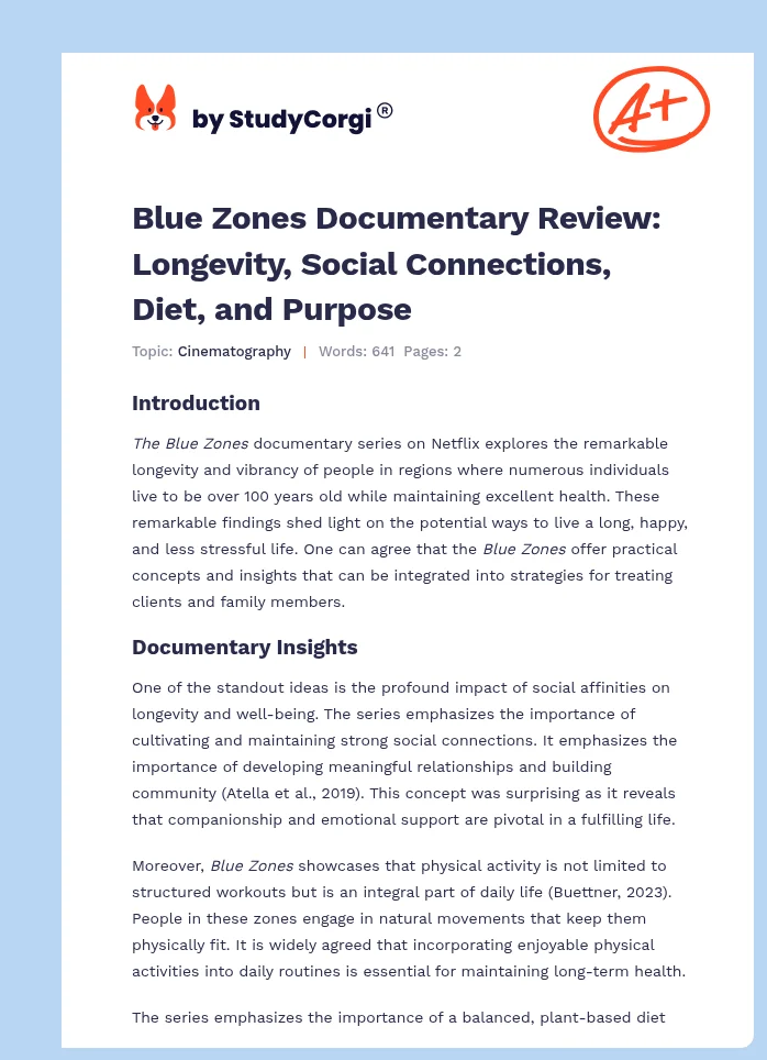 Blue Zones Documentary Review: Longevity, Social Connections, Diet, and Purpose. Page 1