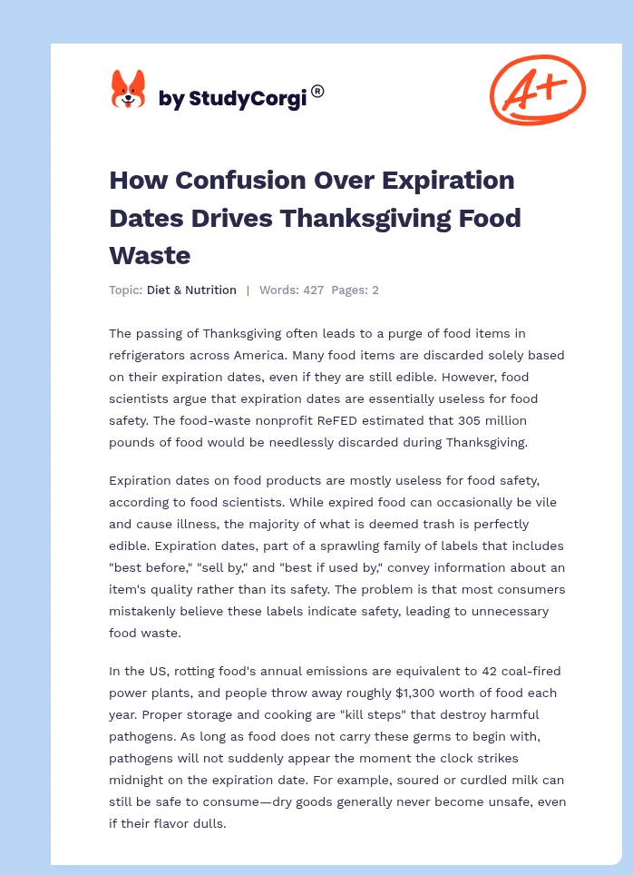 How Confusion Over Expiration Dates Drives Thanksgiving Food Waste. Page 1