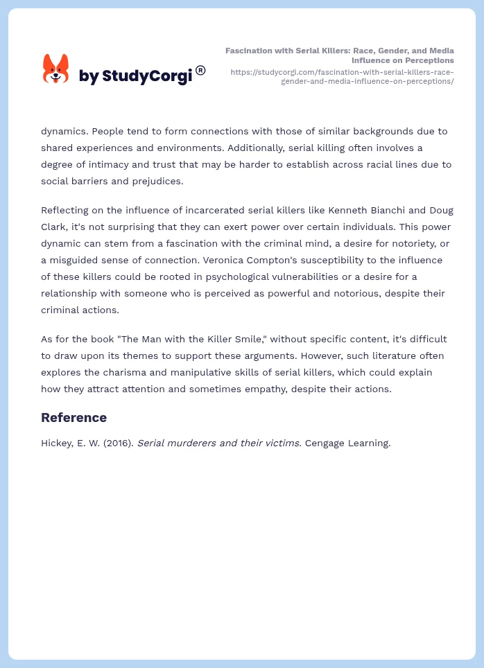Fascination with Serial Killers: Race, Gender, and Media Influence on Perceptions. Page 2