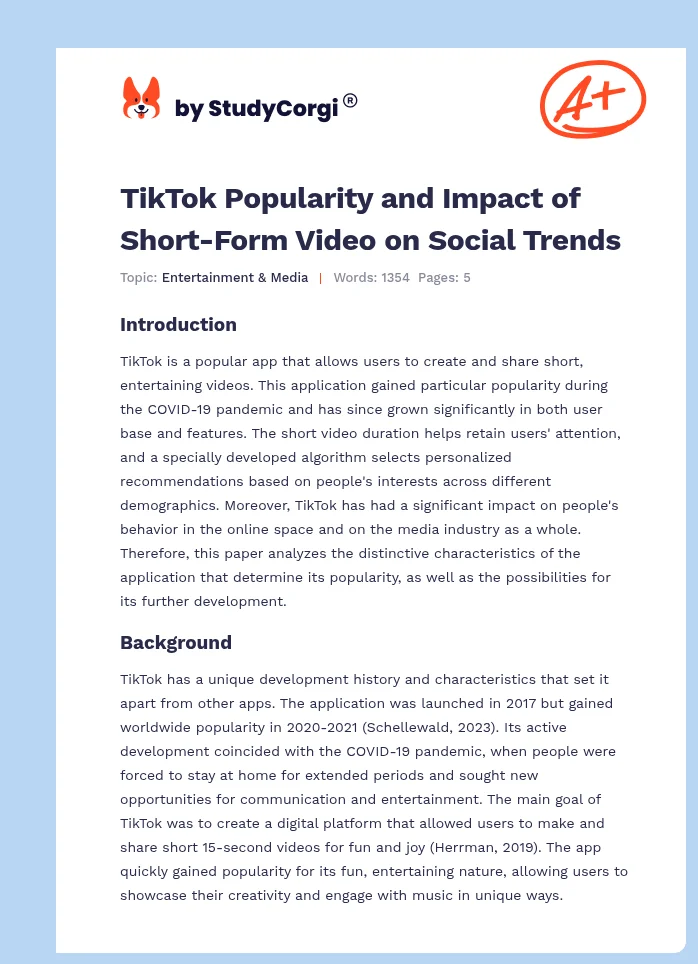 TikTok Popularity and Impact of Short-Form Video on Social Trends. Page 1