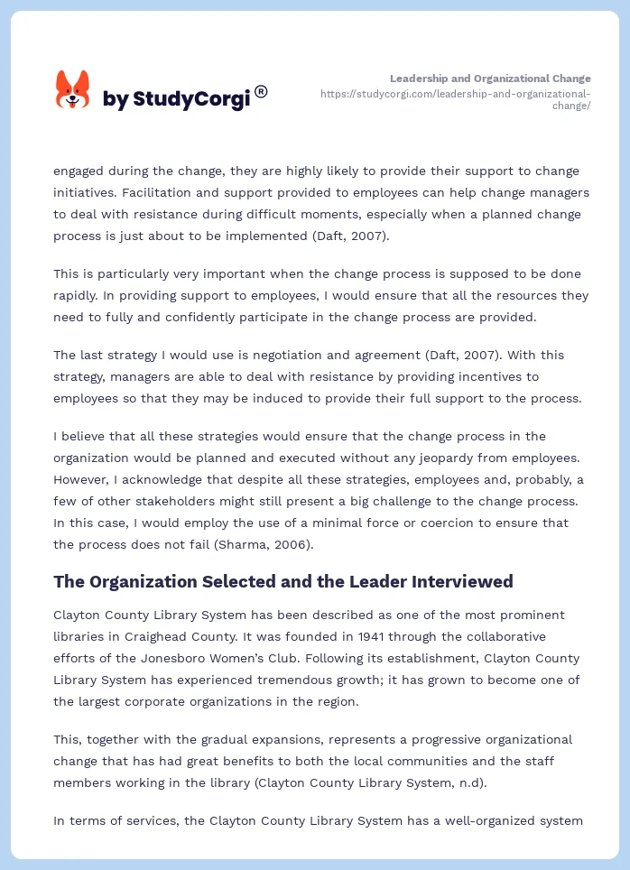 Leadership and Organizational Change. Page 2