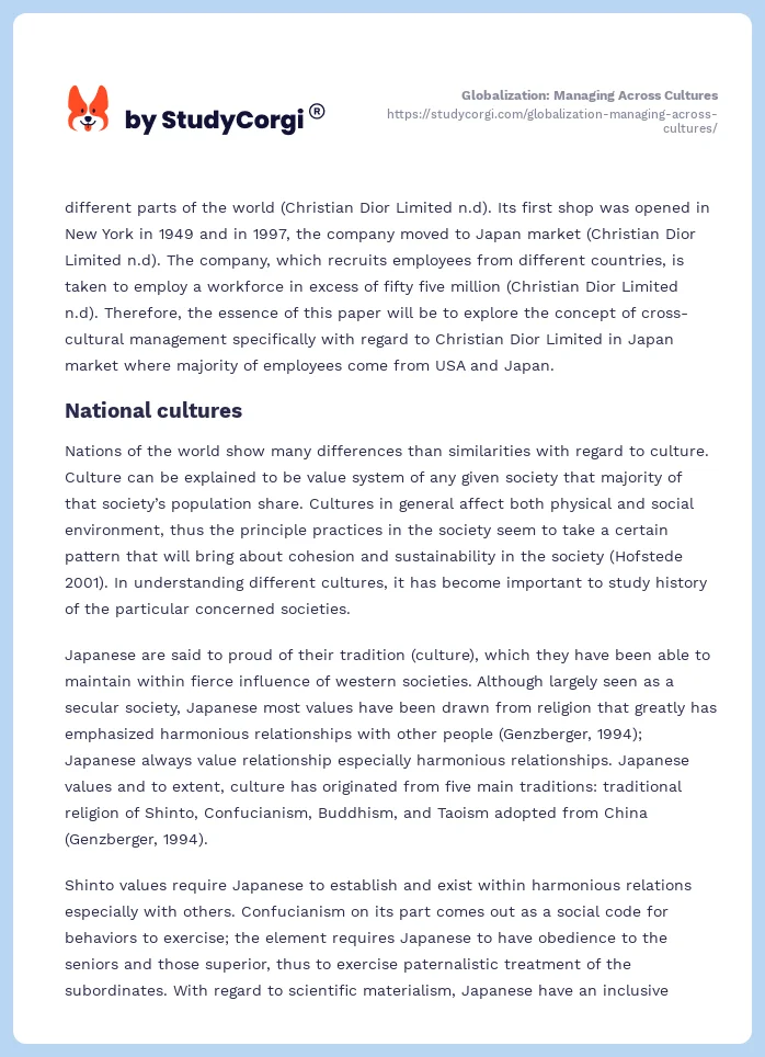 Globalization: Managing Across Cultures. Page 2