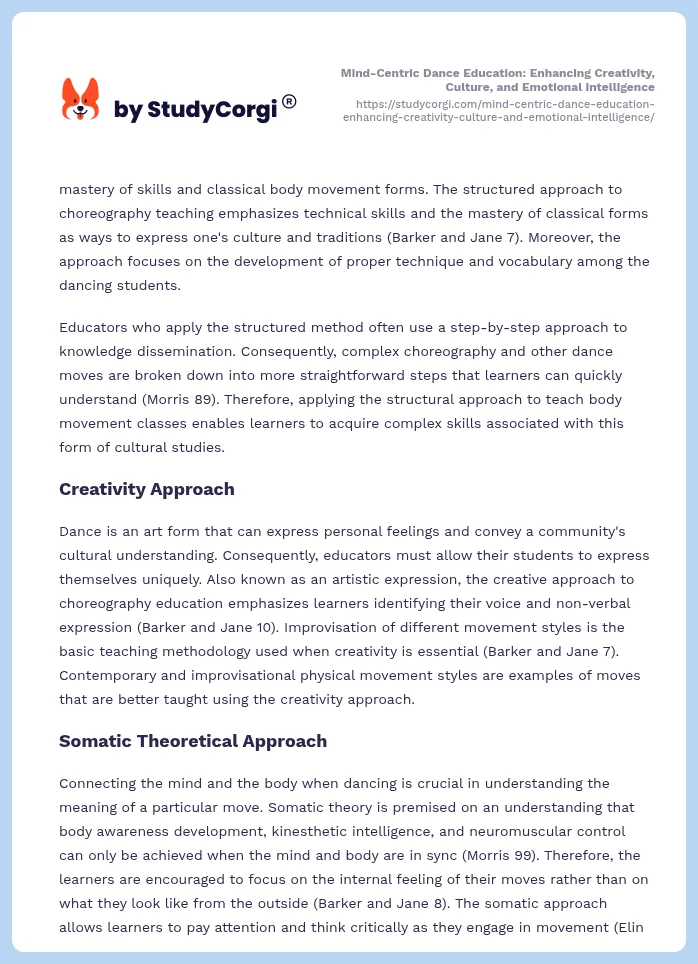 Mind-Centric Dance Education: Enhancing Creativity, Culture, and Emotional Intelligence. Page 2