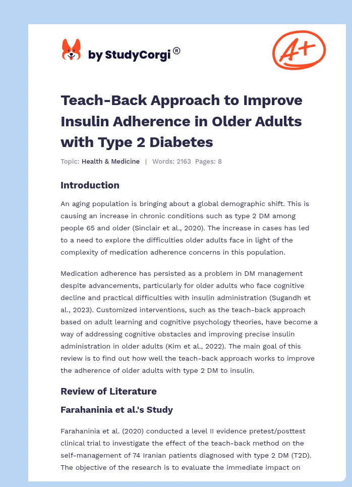 Teach-Back Approach to Improve Insulin Adherence in Older Adults with Type 2 Diabetes. Page 1