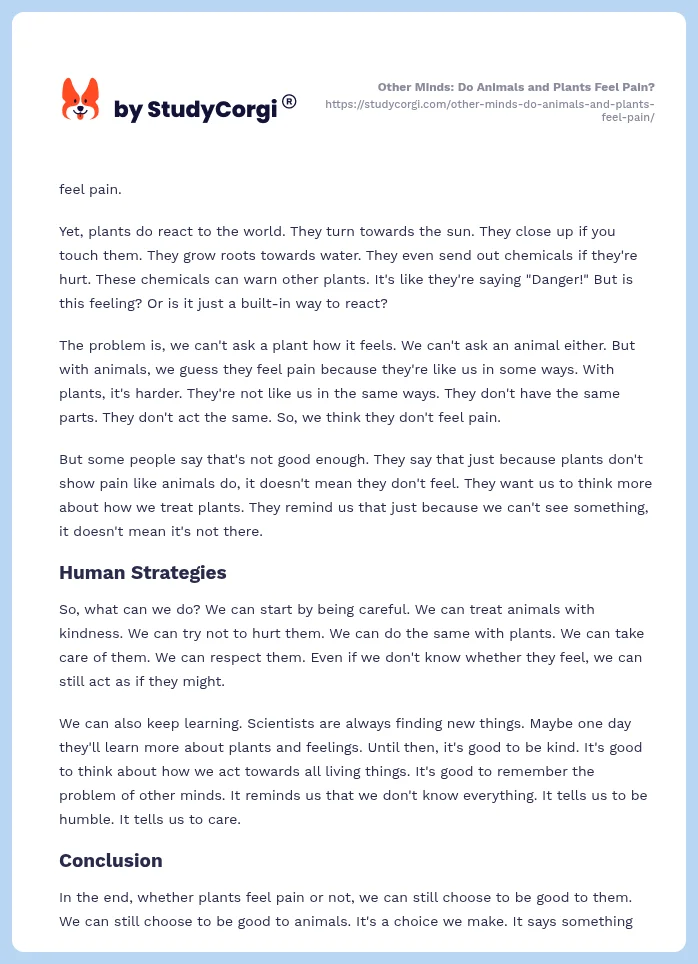 Other Minds: Do Animals and Plants Feel Pain?. Page 2