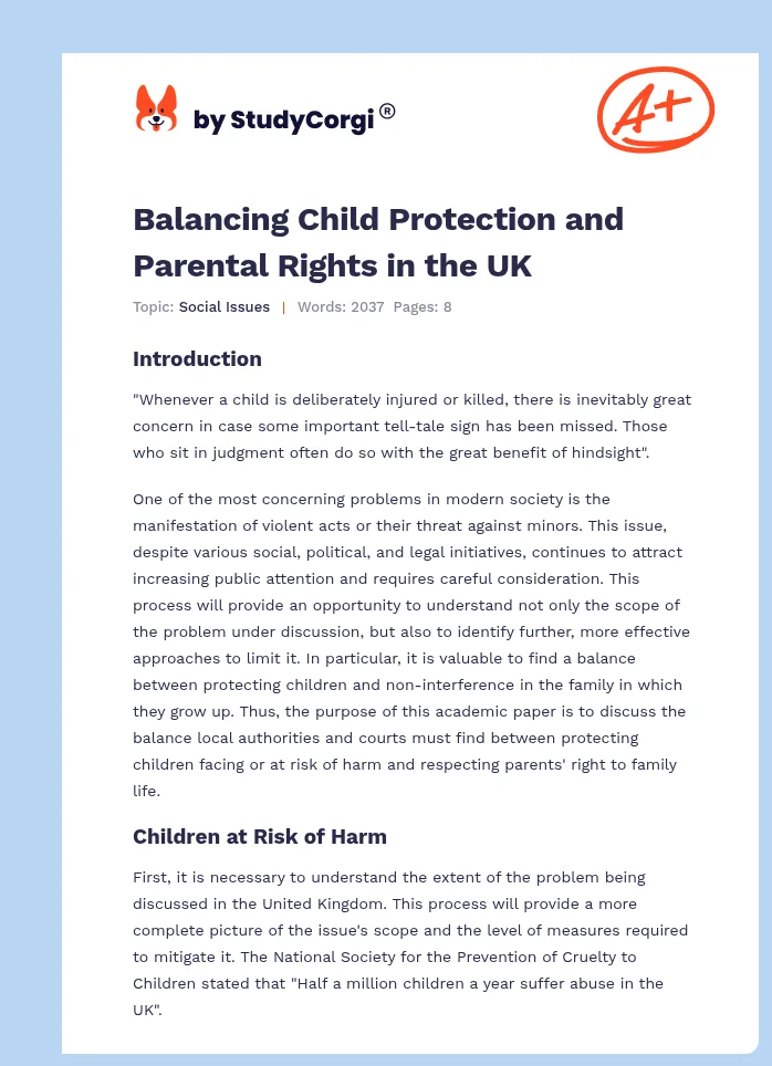 Balancing Child Protection and Parental Rights in the UK. Page 1