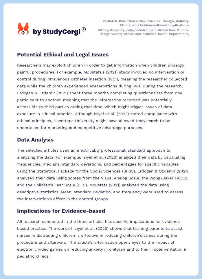 Pediatric Pain Distraction Studies: Design, Validity, Ethics, and Evidence-Based Implications. Page 2