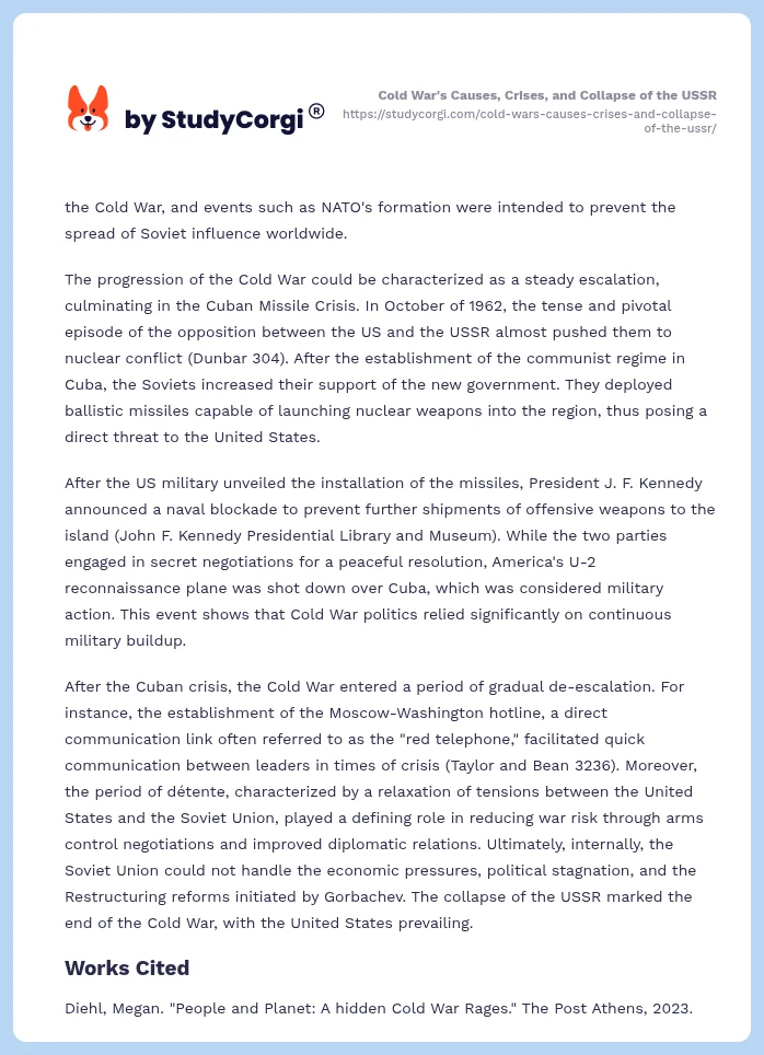 Cold War's Causes, Crises, and Collapse of the USSR. Page 2