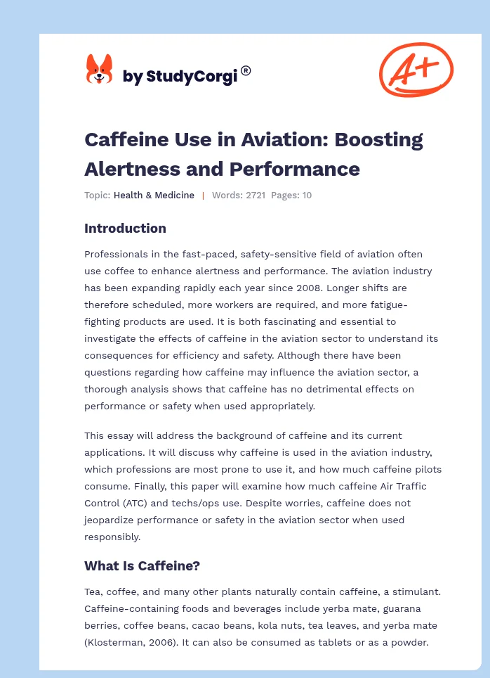 Caffeine Use in Aviation: Boosting Alertness and Performance. Page 1