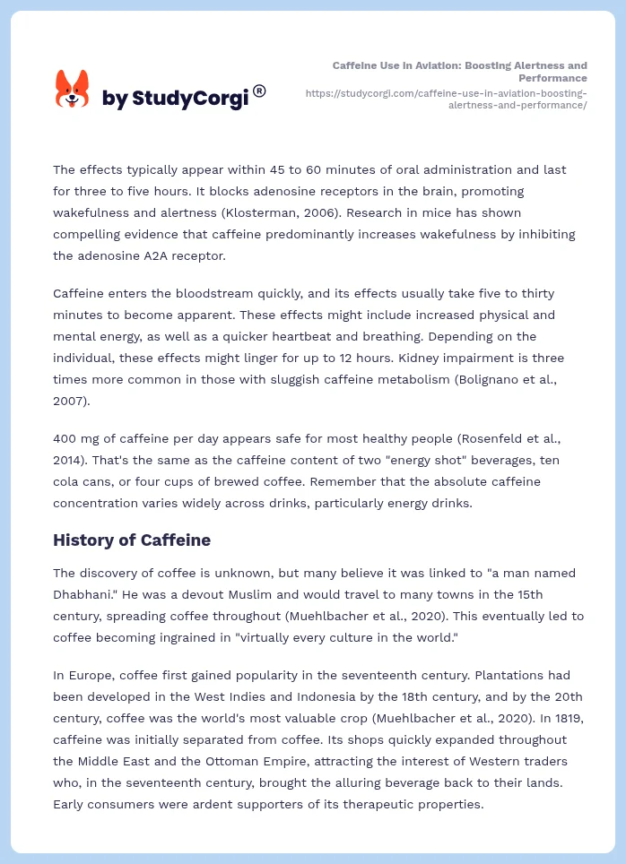 Caffeine Use in Aviation: Boosting Alertness and Performance. Page 2