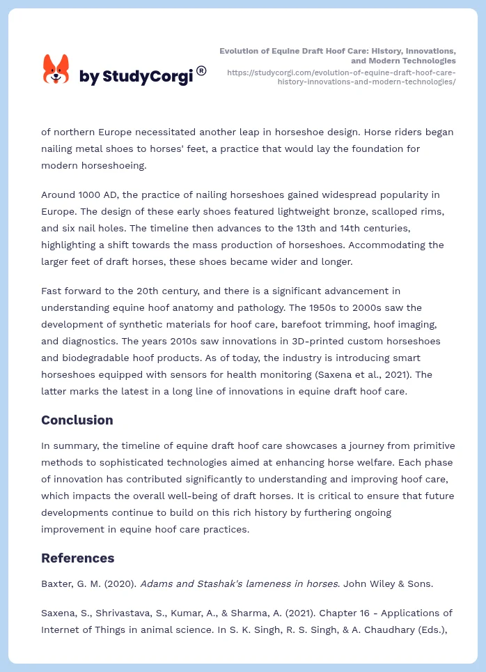 Evolution of Equine Draft Hoof Care: History, Innovations, and Modern Technologies. Page 2
