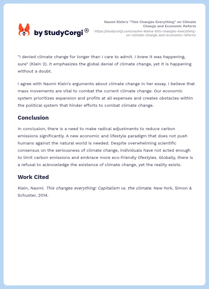 Naomi Klein's "This Changes Everything" on Climate Change and Economic Reform. Page 2