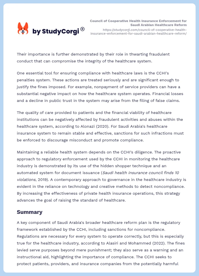 Council of Cooperative Health Insurance Enforcement for Saudi Arabian Healthcare Reform. Page 2