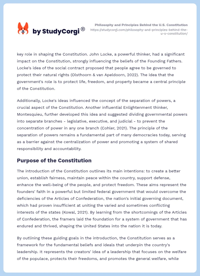 Philosophy and Principles Behind the U.S. Constitution. Page 2