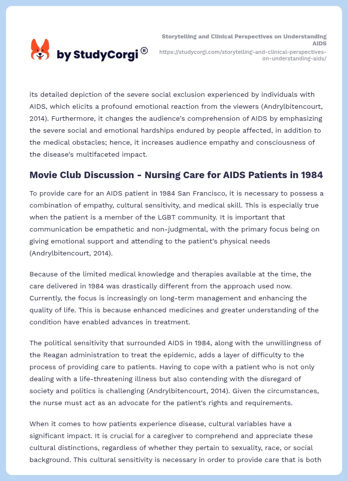 Storytelling and Clinical Perspectives on Understanding AIDS. Page 2