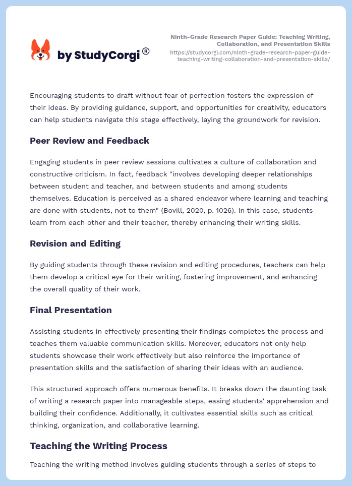 Ninth-Grade Research Paper Guide: Teaching Writing, Collaboration, and Presentation Skills. Page 2