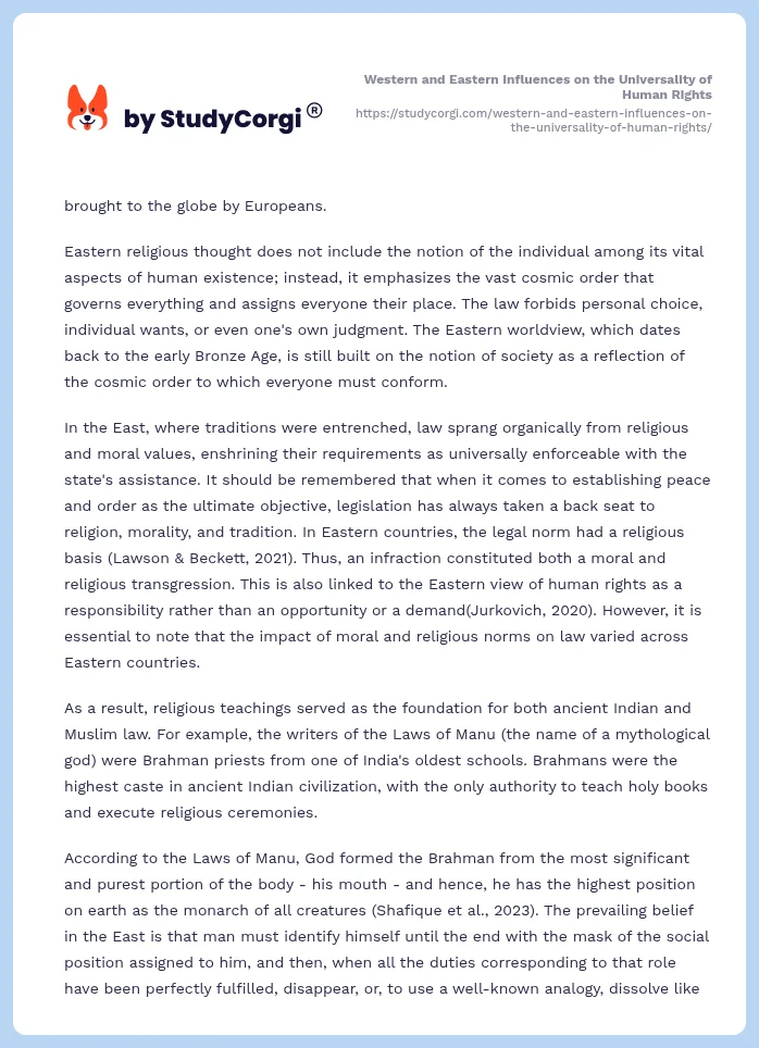 Western and Eastern Influences on the Universality of Human Rights. Page 2