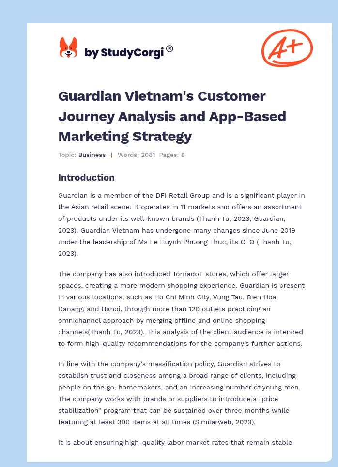 Guardian Vietnam's Customer Journey Analysis and App-Based Marketing Strategy. Page 1