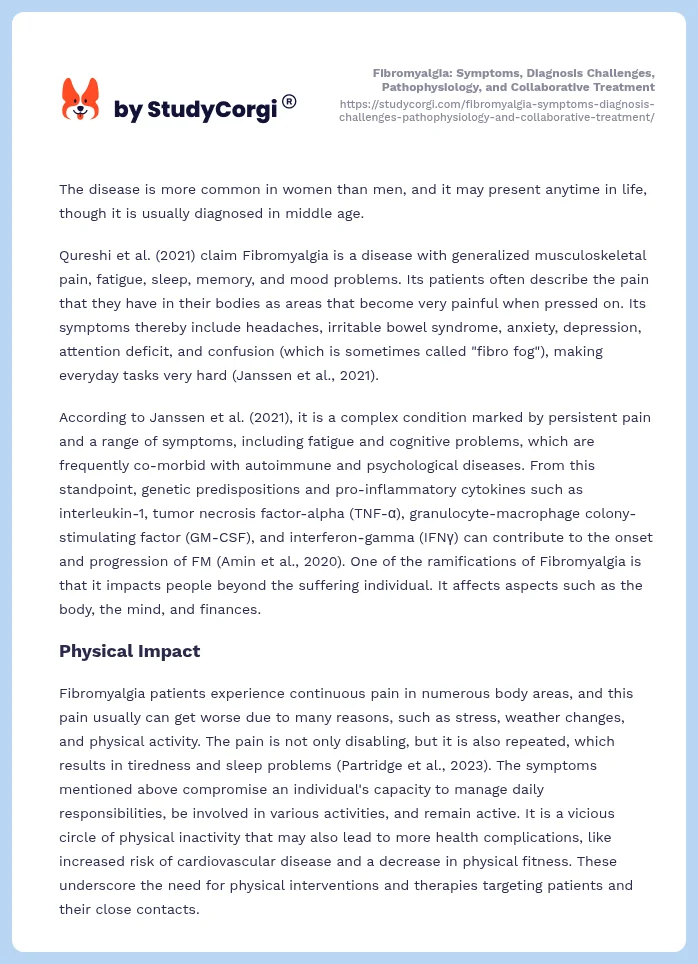 Fibromyalgia: Symptoms, Diagnosis Challenges, Pathophysiology, and Collaborative Treatment. Page 2