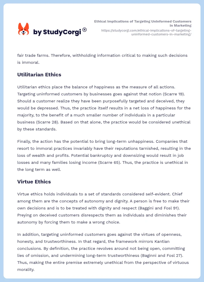 Ethical Implications of Targeting Uninformed Customers in Marketing. Page 2