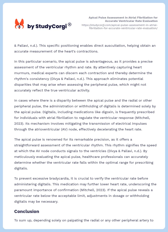 Apical Pulse Assessment in Atrial Fibrillation for Accurate Ventricular Rate Evaluation. Page 2