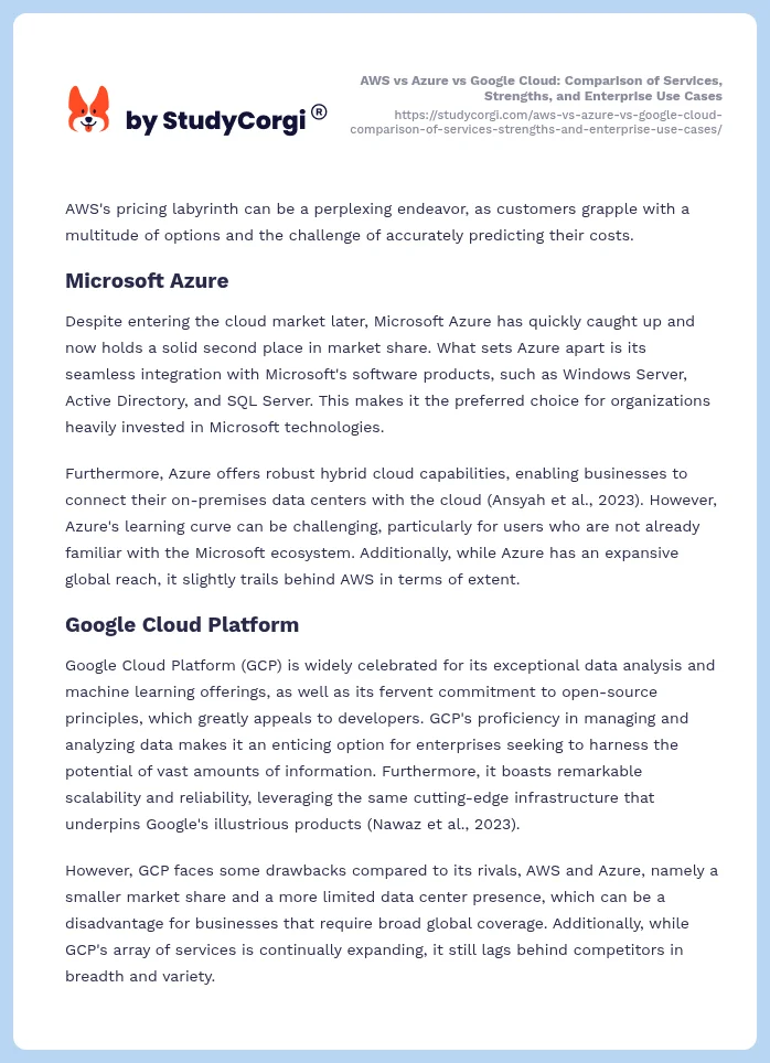AWS vs Azure vs Google Cloud: Comparison of Services, Strengths, and Enterprise Use Cases. Page 2