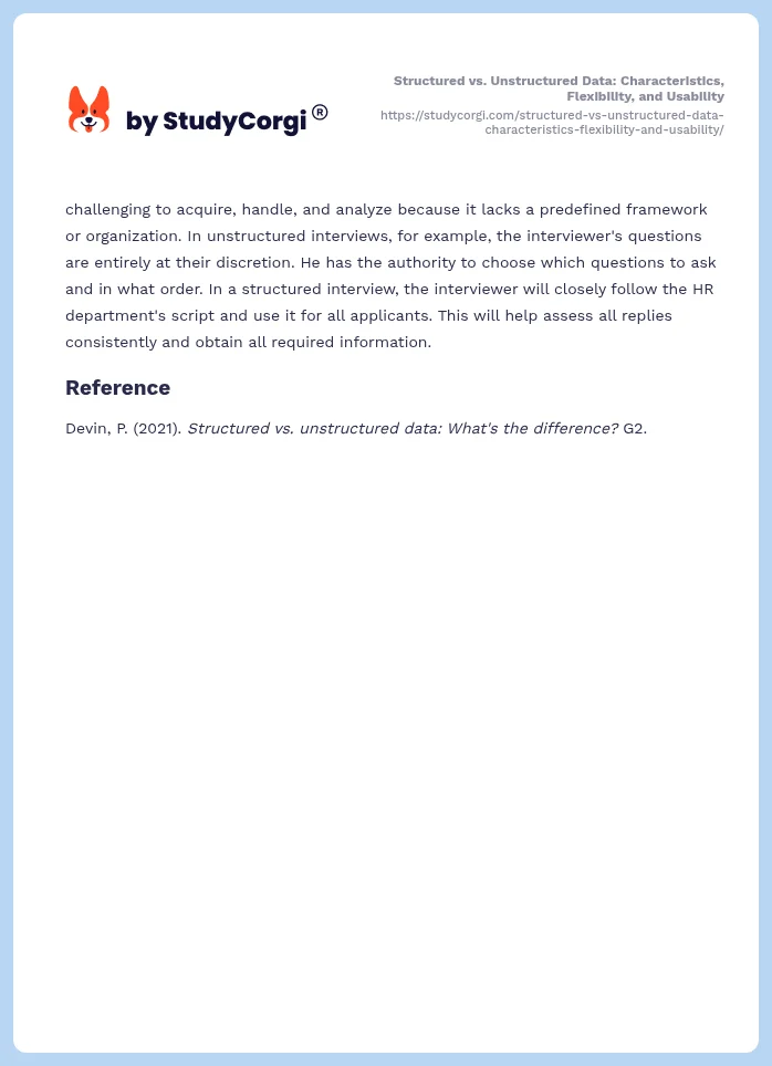 Structured vs. Unstructured Data: Characteristics, Flexibility, and Usability. Page 2